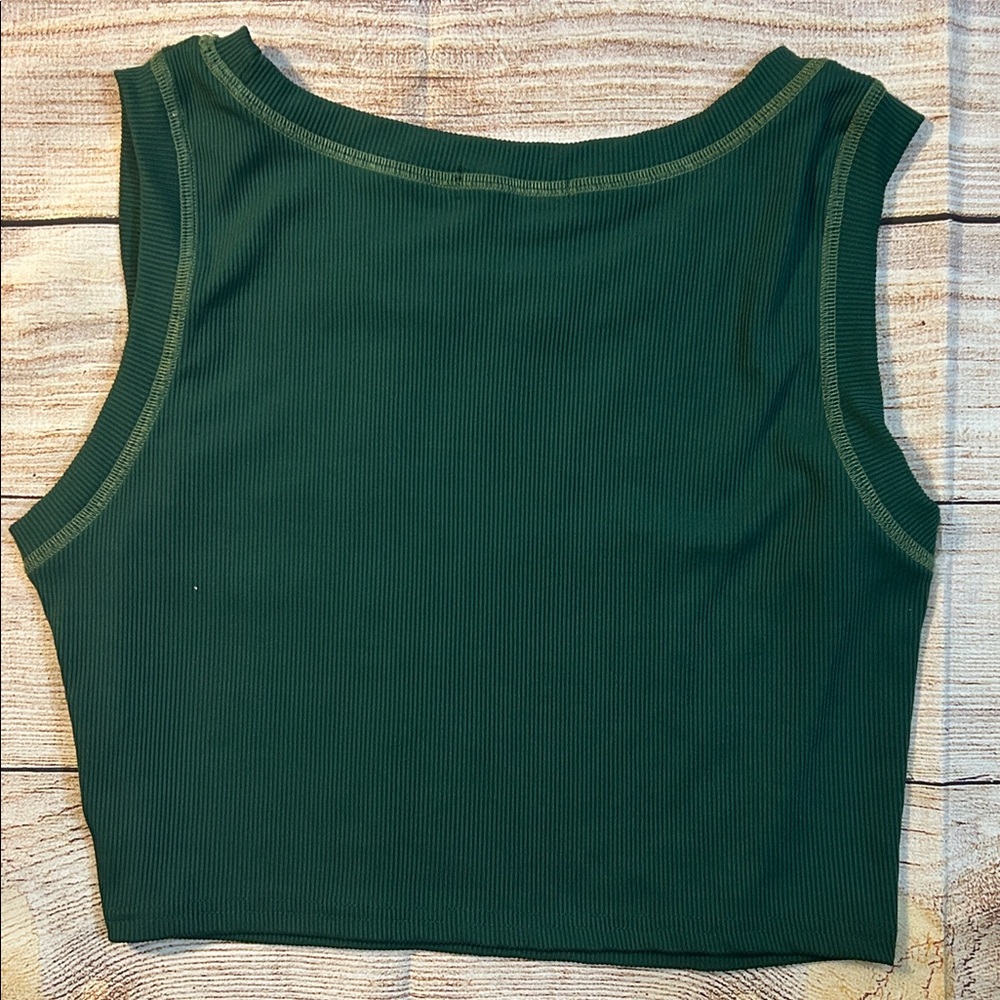 Romwe Dark Green 'Good Times' Graphic Crop Tank - Picture 3 of 3